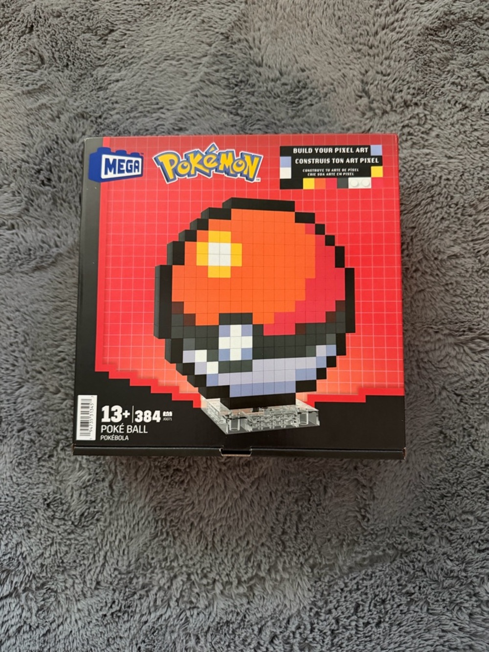 Mega Pokémon Pixel Art Poké Ball Building Set - Red, Black, Gray